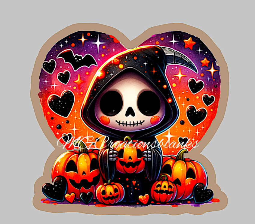 Harvesting souls clear acrylic blanks for badge reels with matching vinyl decal, skeleton acrylic blank, decal, vinyl decal, Halloween season, Skeleton acrylic blank, Halloween spooky season, ripper
