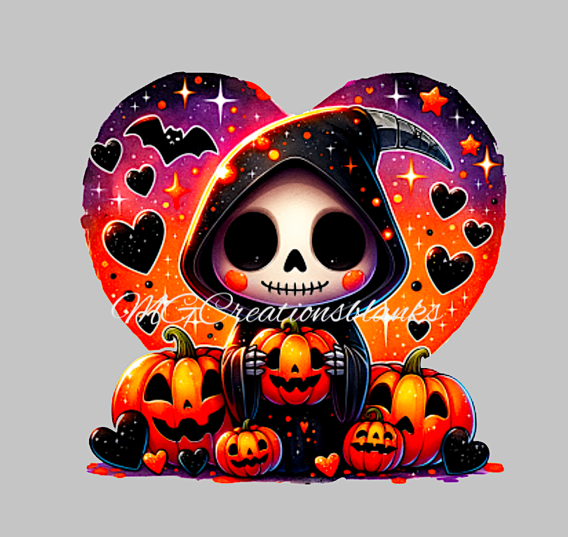 Harvesting souls clear acrylic blanks for badge reels with matching vinyl decal, skeleton acrylic blank, decal, vinyl decal, Halloween season, Skeleton acrylic blank, Halloween spooky season, ripper