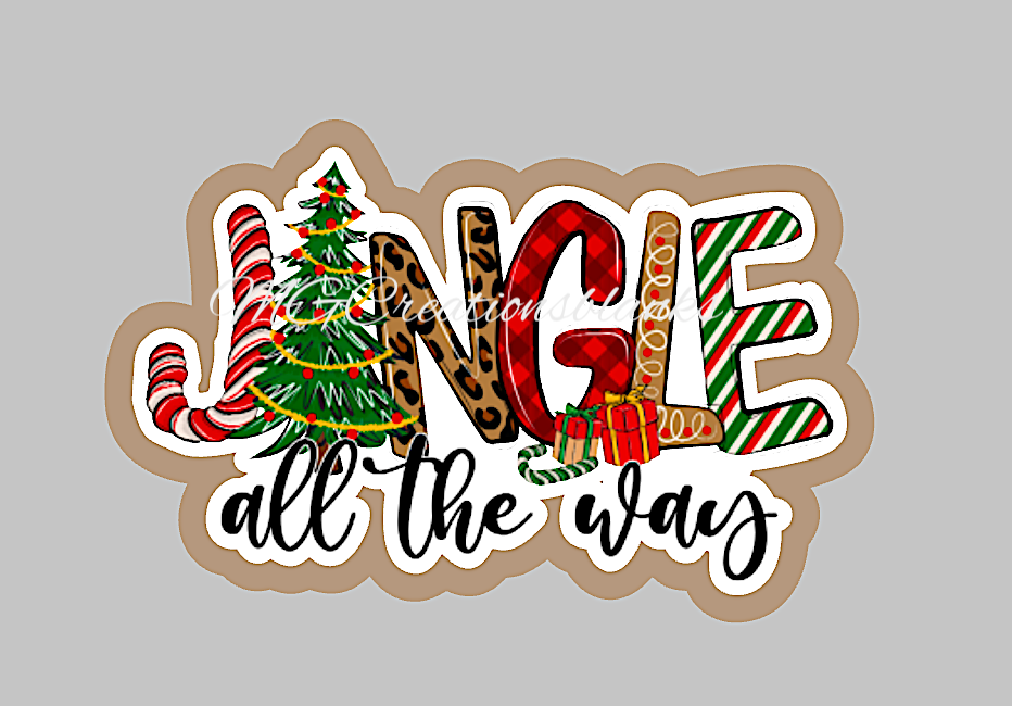 Jingle all the way clear acrylic blank for badge reel with matching vinyl decal, acrylic blank, decal, vinyl decal, Jingle all the way decal, acrylic, Jingle all the way acrylic blank