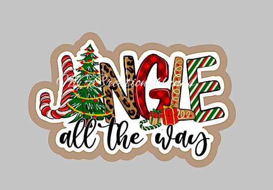 Jingle all the way clear acrylic blank for badge reel with matching vinyl decal, acrylic blank, decal, vinyl decal, Jingle all the way decal, acrylic, Jingle all the way acrylic blank