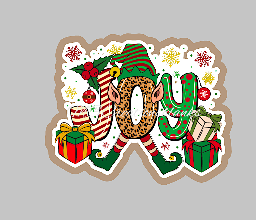 Holiday Joy clear acrylic blank for badge reel with matching vinyl decal, acrylic blank, decal, vinyl decal, Christmas joy decal, acrylic, Christmas acrylic blank