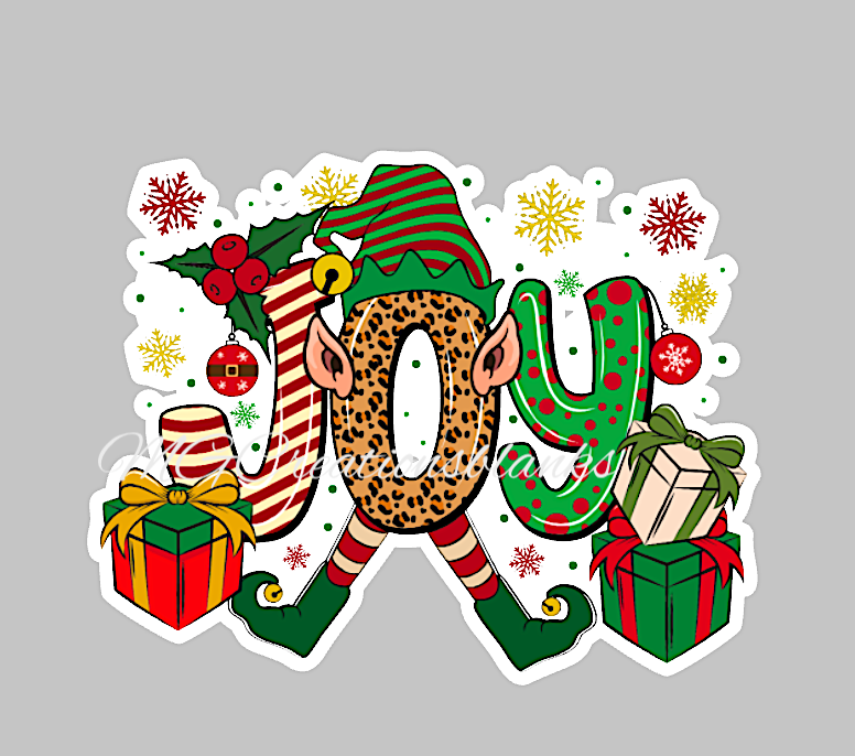 Holiday Joy clear acrylic blank for badge reel with matching vinyl decal, acrylic blank, decal, vinyl decal, Christmas joy decal, acrylic, Christmas acrylic blank