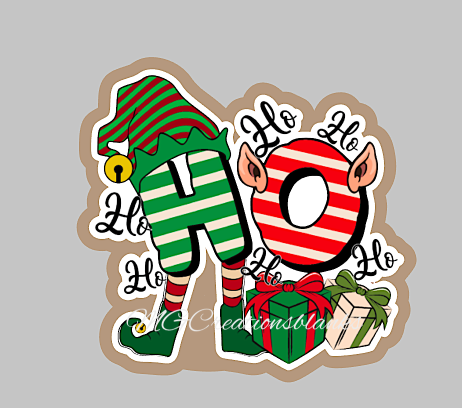 Ho Ho Ho clear acrylic blank for badge reel with matching vinyl decal, acrylic blank, decal, vinyl decal, Christmas ho ho ho decal, acrylic, Christmas acrylic blank