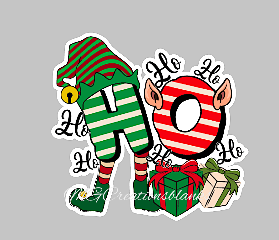 Ho Ho Ho clear acrylic blank for badge reel with matching vinyl decal, acrylic blank, decal, vinyl decal, Christmas ho ho ho decal, acrylic, Christmas acrylic blank