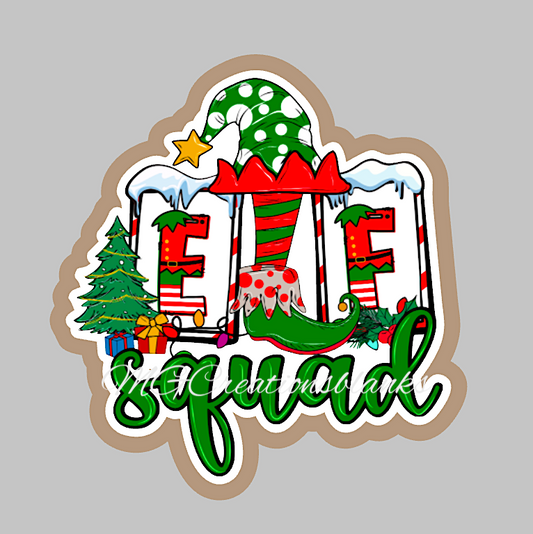 Santa's squad clear acrylic blank for badge reel with matching vinyl decal, acrylic blank, decal, vinyl decal, Santa's squad decal, acrylic, Santa Squad acrylic blank