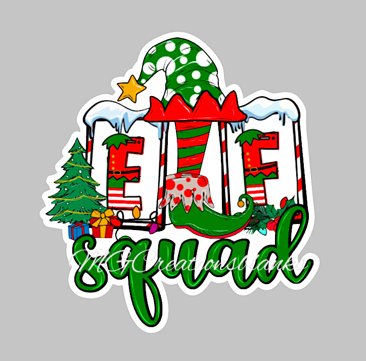 Santa's squad clear acrylic blank for badge reel with matching vinyl decal, acrylic blank, decal, vinyl decal, Santa's squad decal, acrylic, Santa Squad acrylic blank
