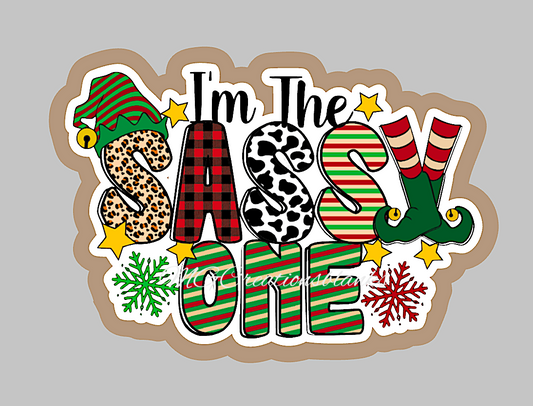 I'm the sassy one clear acrylic blank for badge reel with matching vinyl decal, acrylic blank, decal, vinyl decal, Christmas decal, acrylic, Christmas  acrylic blank