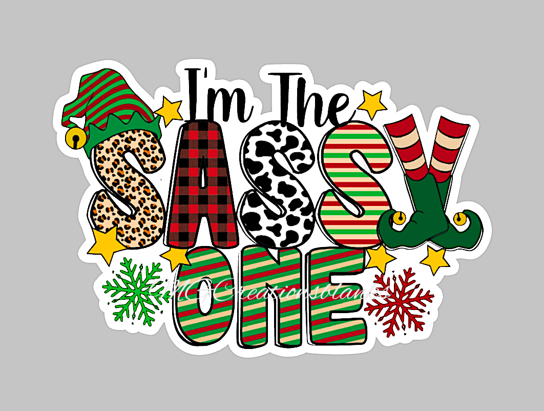 I'm the sassy one clear acrylic blank for badge reel with matching vinyl decal, acrylic blank, decal, vinyl decal, Christmas decal, acrylic, Christmas  acrylic blank