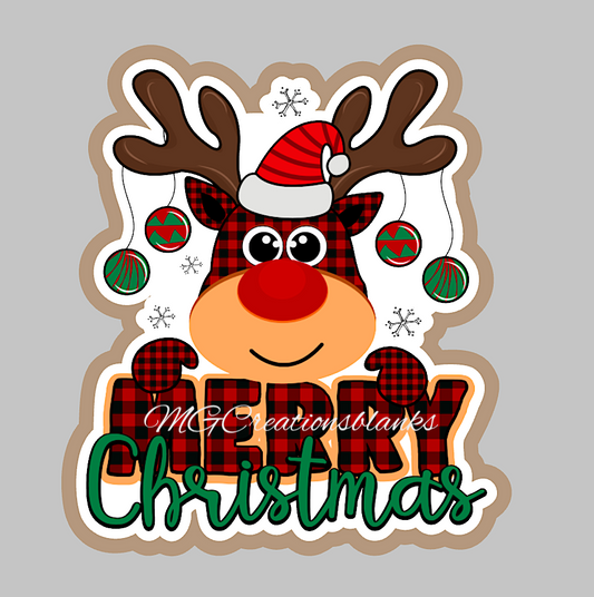 Reindeer clear acrylic blank for badge reel with matching vinyl decal, acrylic blank, decal, vinyl decal, Reindeer decal, acrylic, Santa Reindeer acrylic blank