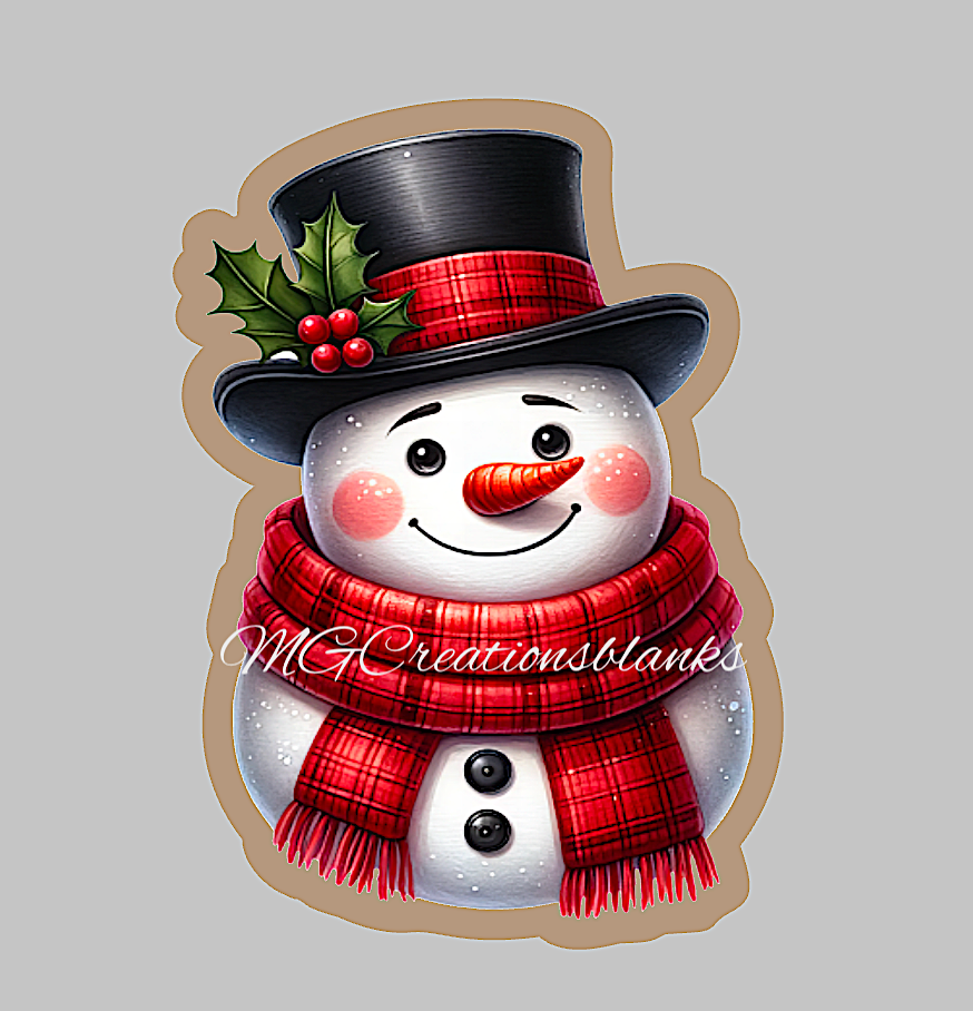 Snowman clear acrylic blank for badge reel with matching vinyl decal, acrylic blank, Snowman decal, vinyl decal, acrylic, Snowman