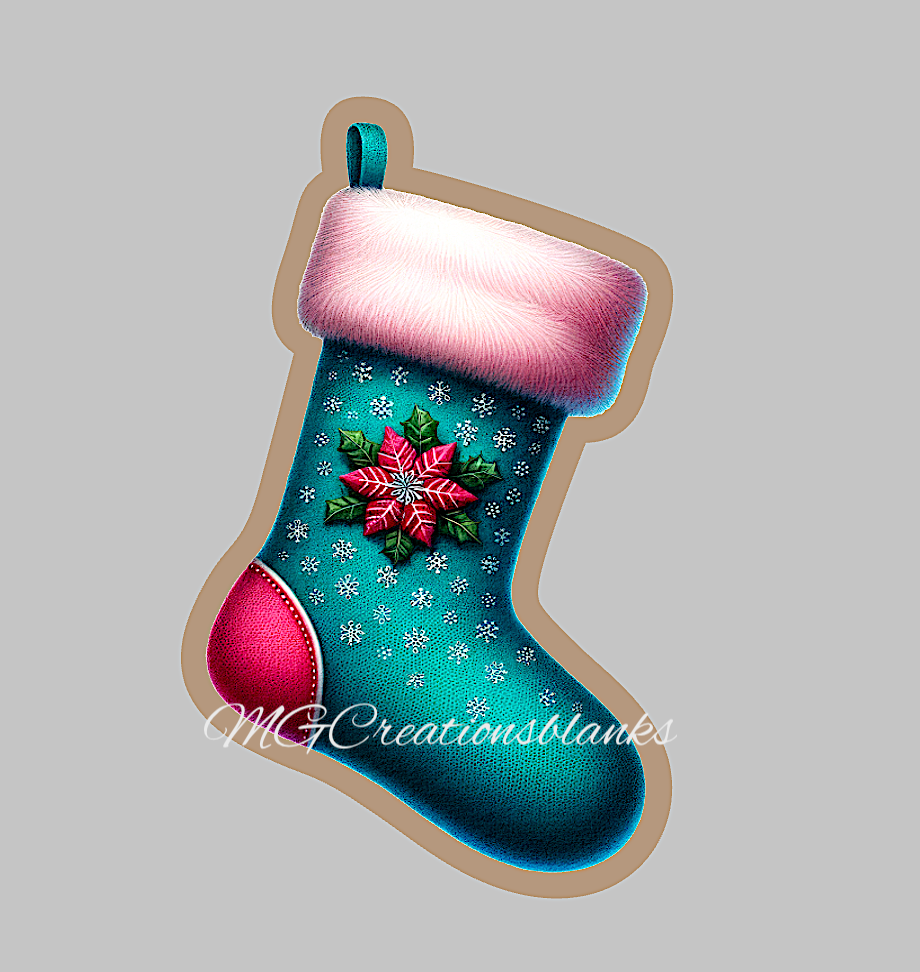 Stocking clear acrylic blank for badge reel with matching vinyl decal, acrylic blank, decal, vinyl decal, Christmas stocking decal, acrylic, Christmas stocking acrylic blank
