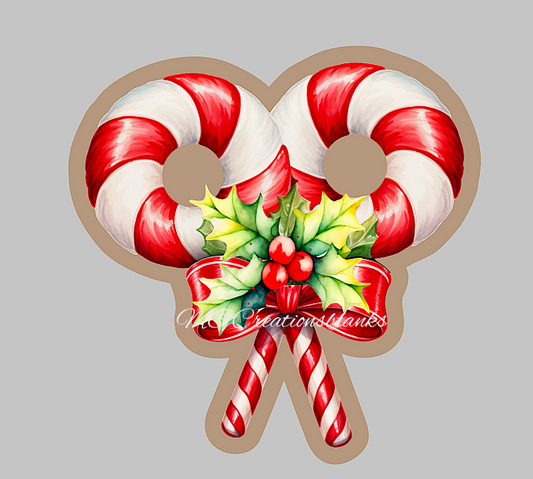 Candy cane clear acrylic blank for badge reel with matching vinyl decal, acrylic blank, decal, vinyl decal, Candy cane decal, acrylic, Candy Cane acrylic blank