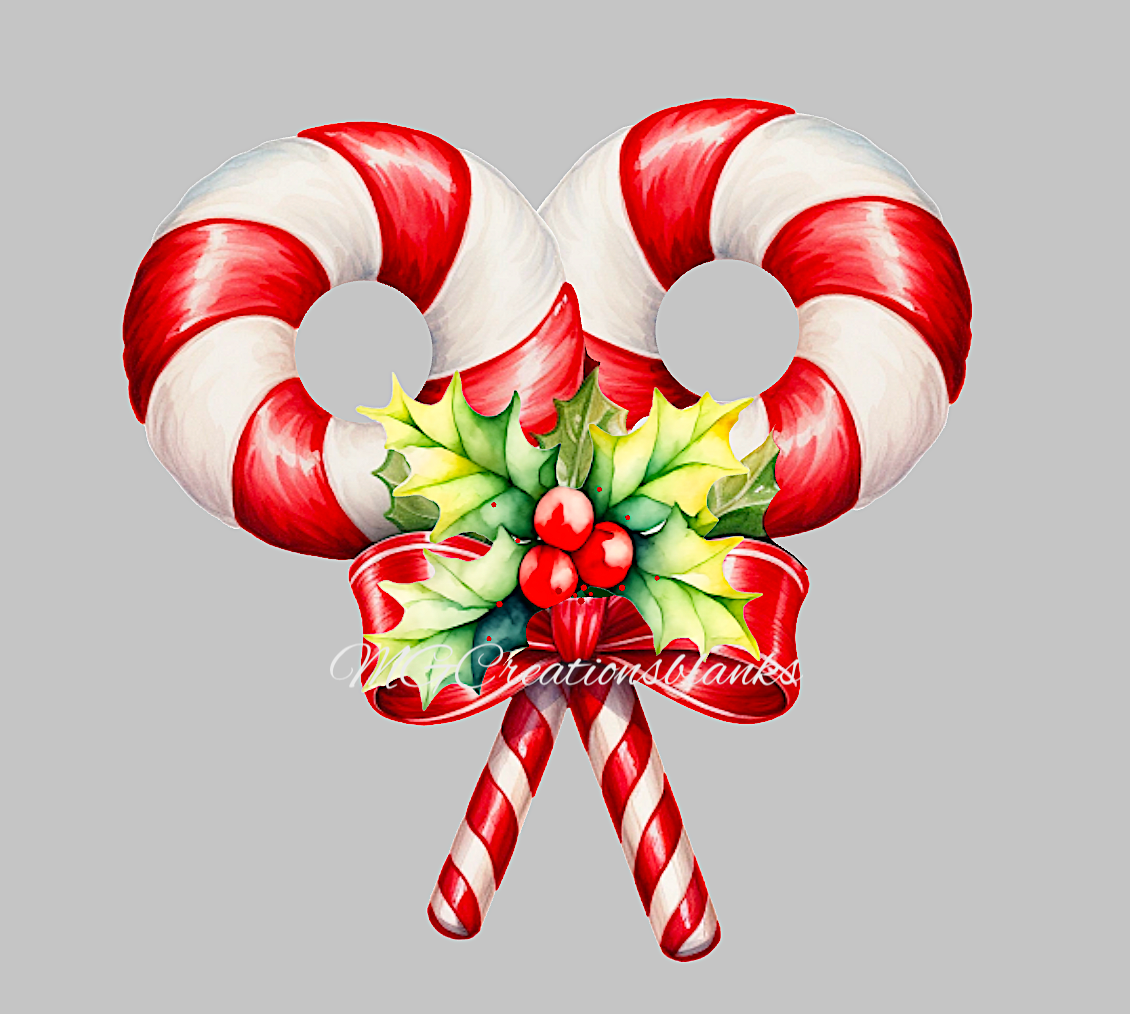 Candy cane clear acrylic blank for badge reel with matching vinyl decal, acrylic blank, decal, vinyl decal, Candy cane decal, acrylic, Candy Cane acrylic blank