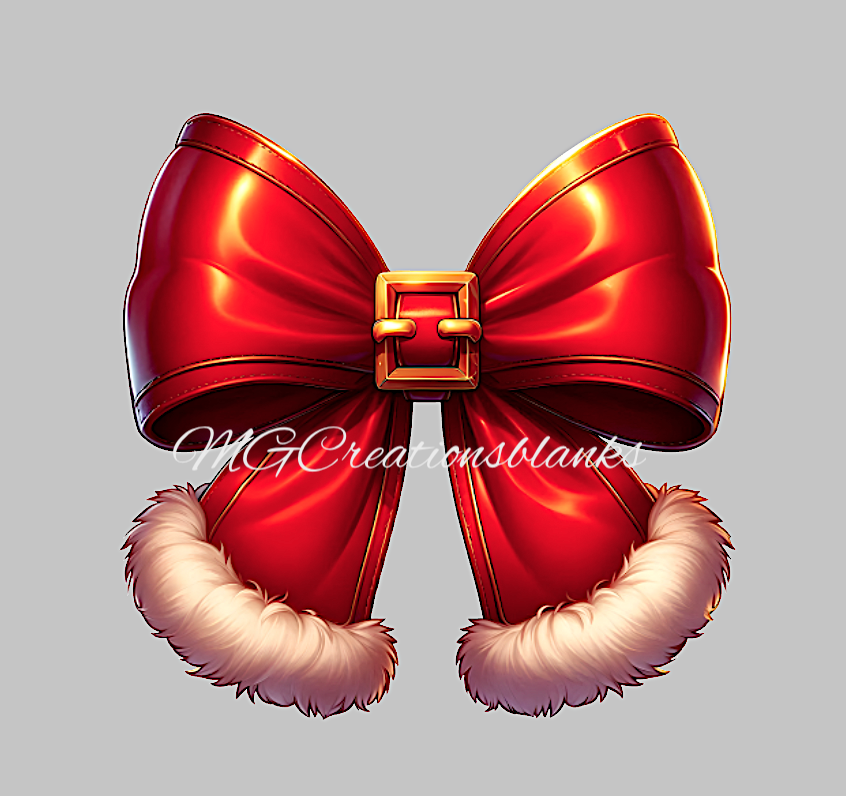 Santa bow clear acrylic blank for badge reel with matching vinyl decal, acrylic blank, Santa Bow decal, vinyl decal, Christmas Santa bow