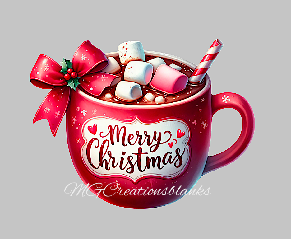 Christmas Hot Cocoa acrylic blank for badge reel with matching vinyl decal, acrylic blank, decal, vinyl decal, Santa decal, acrylic, Hot cocoa, Merry Christmas