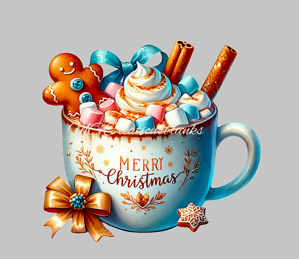 Christmas Hot Cocoa acrylic blank for badge reel with matching vinyl decal, acrylic blank, decal, vinyl decal, Santa decal, acrylic, Hot cocoa, Merry Christmas