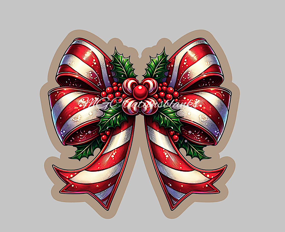 Christmas bow clear acrylic blank for badge reel with matching vinyl decal, acrylic blank, mistletoe decal, vinyl decal, Mistletoe acrylic, Christmas bow