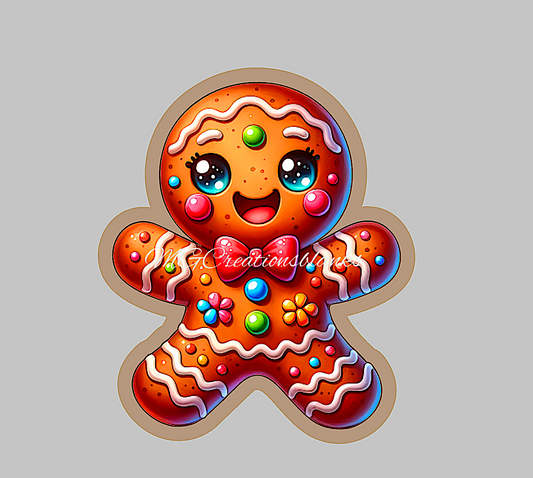 Gingerbread man clear acrylic blank for badge reel with matching vinyl decal, acrylic blank, cookie decal, vinyl decal, Gingerbread boy clear acrylic, Gingerbread boy clear acrylic blank