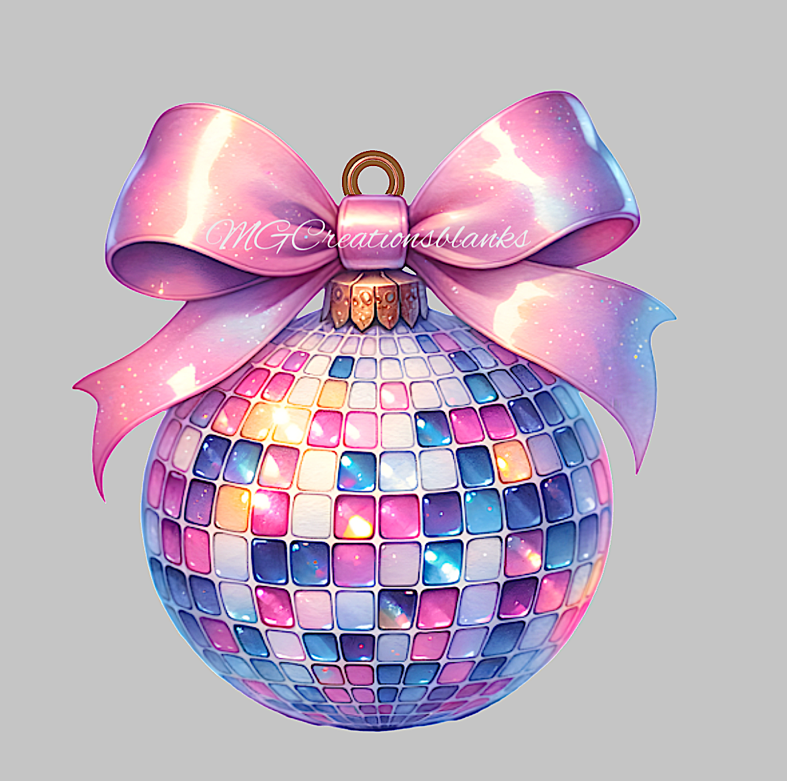 Christmas Disco ball ornament acrylic blank for badge reel with matching vinyl decal, acrylic blank, decal, vinyl decal, Santa decal, acrylic, Ornament, Merry Christmas