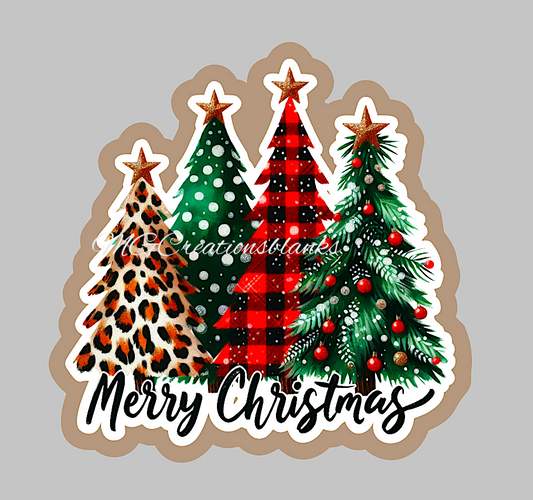 Christmas trees clear acrylic blank for badge reel with matching vinyl decal, acrylic blank, decal, vinyl decal, Christmas tree decal, Plaid Christmas tree acrylic, Christmas Tree acrylic blank