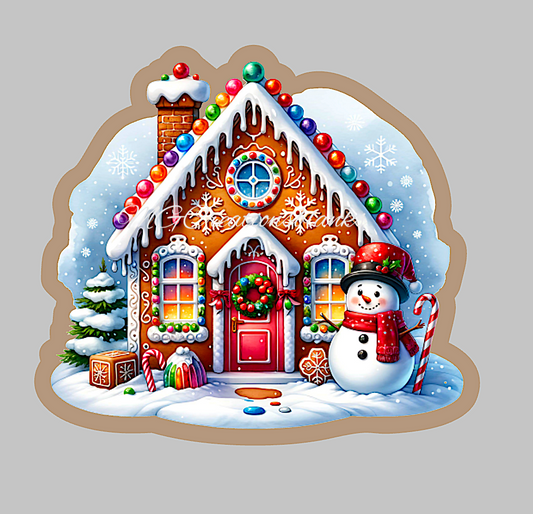 Gingerbread house clear acrylic blank for badge reel with matching vinyl decal, acrylic blank, cookie decal, vinyl decal, Gingerbread house clear acrylic, Gingerbread house clear acrylic blank