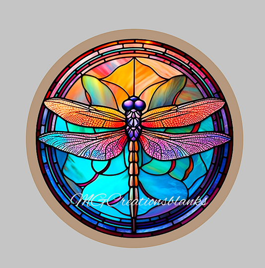 Dragonfly stained glass decal and acrylic blank set for badge reels, vinyl decal, acrylic blank, decal, vinyl decal, cast acrylic, badge reel, Stained glass dragonfly badge reel