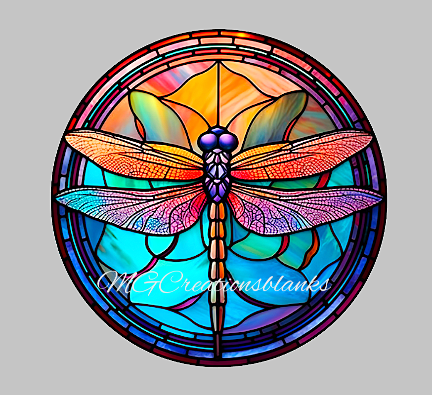Dragonfly stained glass decal and acrylic blank set for badge reels, vinyl decal, acrylic blank, decal, vinyl decal, cast acrylic, badge reel, Stained glass dragonfly badge reel