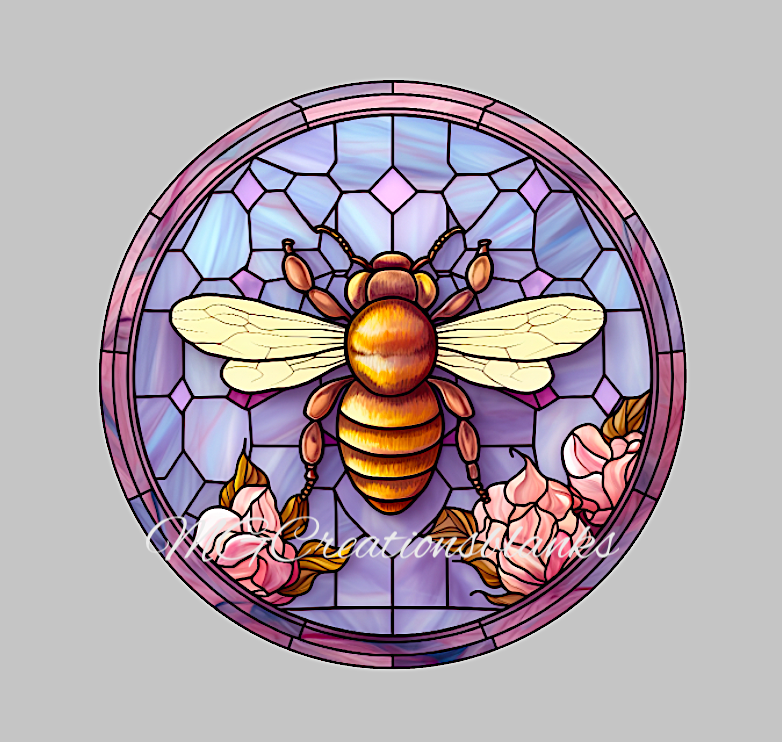 Bee stained glass decal and acrylic blank set for badge reels, vinyl decal, acrylic blank, decal, vinyl decal, cast acrylic, badge reel, Stained glass bee badge reel