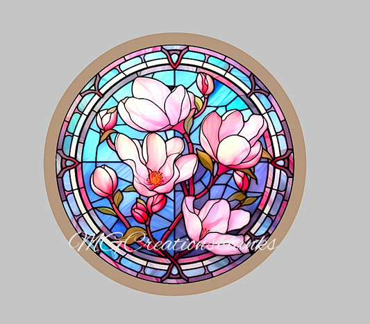 Magnolia stained glass decal and acrylic blank for badge reels, vinyl decal, acrylic blank, decal, vinyl decal, cast acrylic, badge reel, Stained glass magnolia badge reel