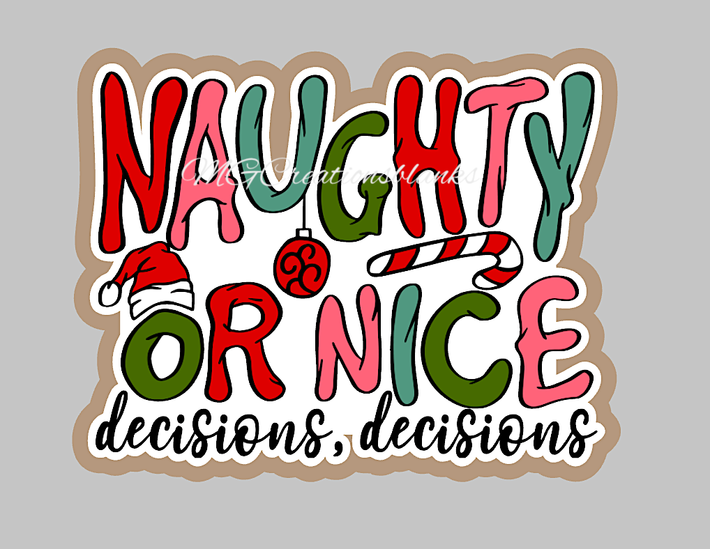 Naughty or nice clear acrylic blank for badge reel with matching vinyl decal, Dear Santa acrylic blank, decal, Naughty or nice vinyl decal, Christmas decal, acrylic, Dear Santa acrylic blank