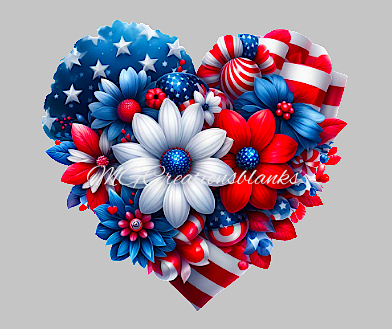 4th of July heart clear acrylic blanks for badge reels with matching vinyl decal, acrylic blank, decal, Independence Day vinyl decal, Independence day acrylic