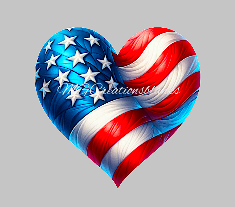USA flag heart clear acrylic blanks for badge reels with matching vinyl decal, acrylic blank, decal, Independence Day vinyl decal, Independence day acrylic, 4th of july