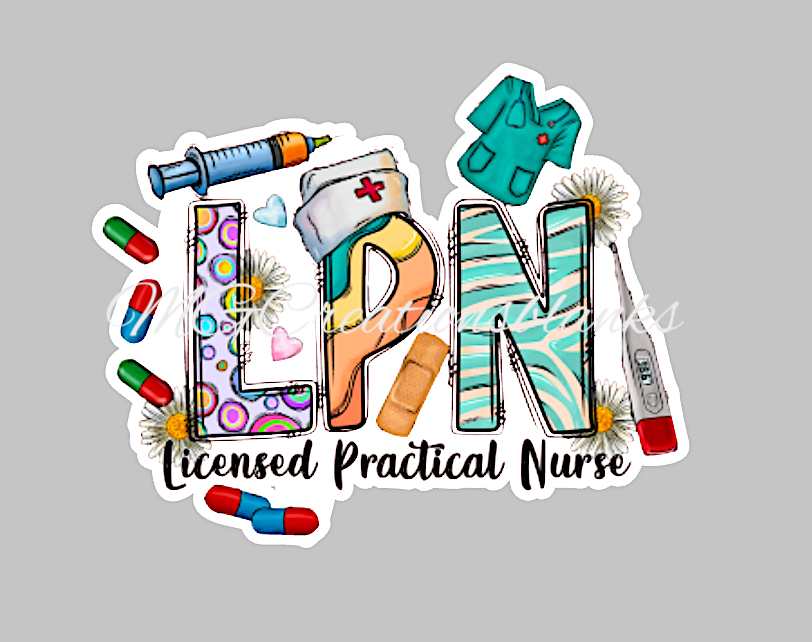 Licensed practical nurse acrylic blanks for badge reels & vinyl decal, acrylic blank, decal, vinyl decal, cast acrylic, Licensed nurse