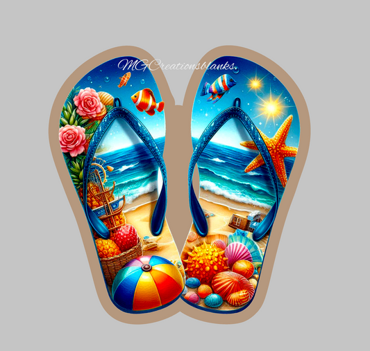 Beach sandals acrylic blanks for badge reels & vinyl decal, beach acrylic blank, beach sandals vinyl decal, sandals clear cast acrylic, Beach badge reel