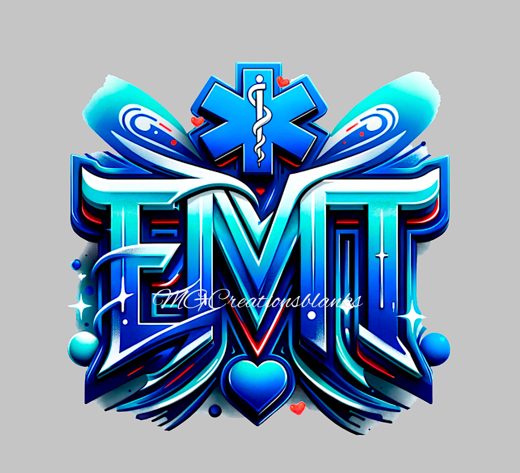 EMT clear acrylic blanks for badge reels with matching vinyl decal, EMT acrylic blank, first responder vinyl decal, EMT acrylic blanks