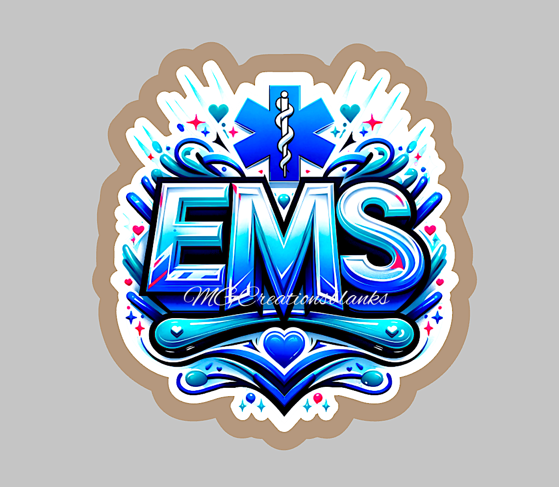 EMS clear acrylic blanks for badge reels with matching vinyl decal, EMS acrylic blank, first responder vinyl decal, EMS acrylic blanks