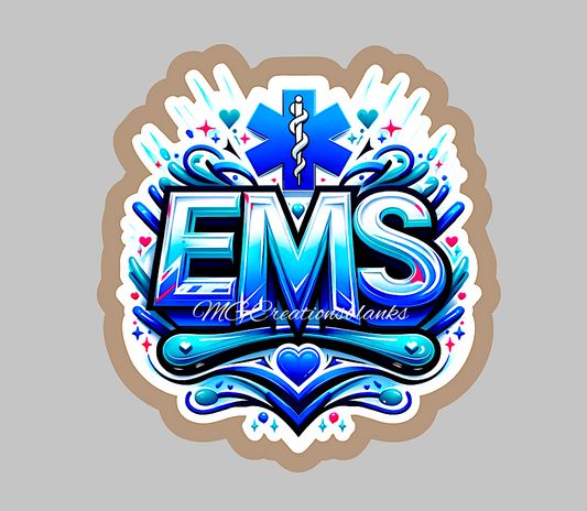 EMS clear acrylic blanks for badge reels with matching vinyl decal, EMS acrylic blank, first responder vinyl decal, EMS acrylic blanks
