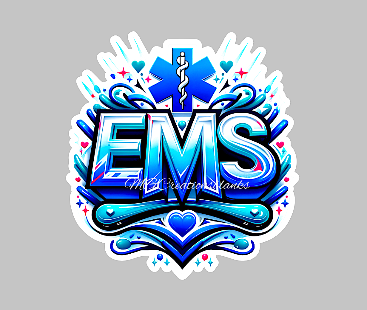 EMS clear acrylic blanks for badge reels with matching vinyl decal, EMS acrylic blank, first responder vinyl decal, EMS acrylic blanks