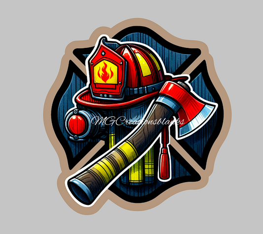 Fireman clear acrylic blanks for badge reels with matching vinyl decal, firefighter acrylic blank, law enforcement decal, first responder vinyl decal, fireman acrylic blanks