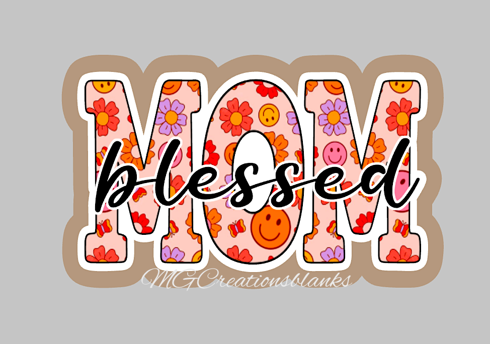 Blessed Mom acrylic blanks for badge reels & vinyl decal, mom acrylic blank, blessed mom vinyl decal, Blessed mom decal, cast acrylic, mom badge reel