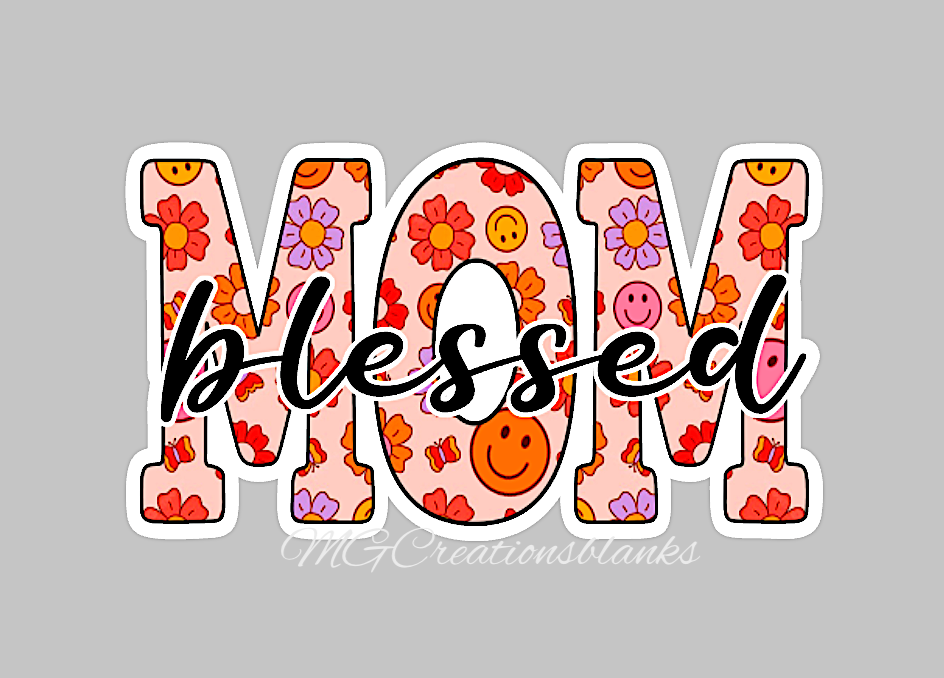 Blessed Mom acrylic blanks for badge reels & vinyl decal, mom acrylic blank, blessed mom vinyl decal, Blessed mom decal, cast acrylic, mom badge reel