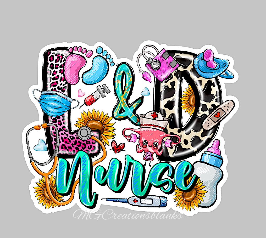 Labor and delivery nurse acrylic blank for badge reels & vinyl decal, L&D clear acrylic blank, L&D vinyl decal, Nurse clear acrylic blank