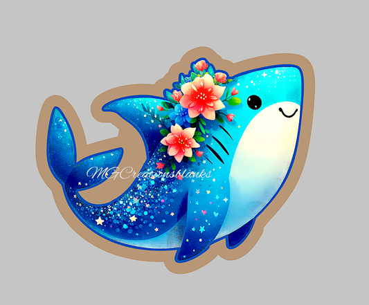 Shark clear acrylic blank for badge reel with matching vinyl decal, Shark DIY acrylic blank, Shark vinyl decal, under the sea animal