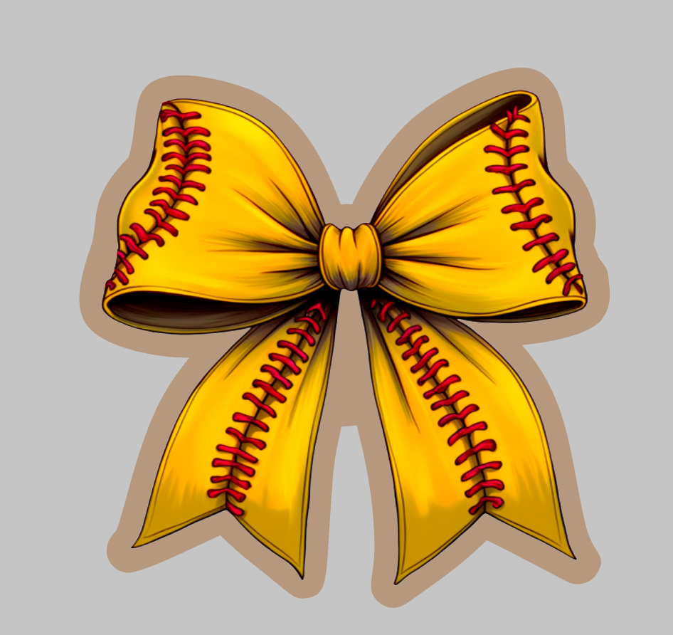 Softball bow acrylic blanks for badge reels & vinyl decal, Softball acrylic blank, Softball vinyl decal, Softball bow cast acrylic, Softball badge reel