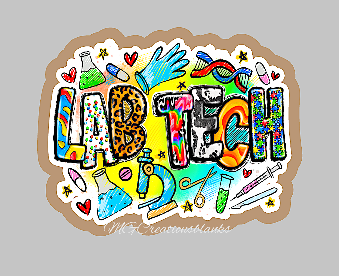 Lab tech acrylic blank for badge reels & vinyl decal, Lab tech craft blank, medical decal, Lab tech vinyl decal, Lab tech DIY acrylic blank