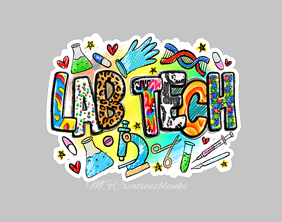 Lab tech acrylic blank for badge reels & vinyl decal, Lab tech craft blank, medical decal, Lab tech vinyl decal, Lab tech DIY acrylic blank