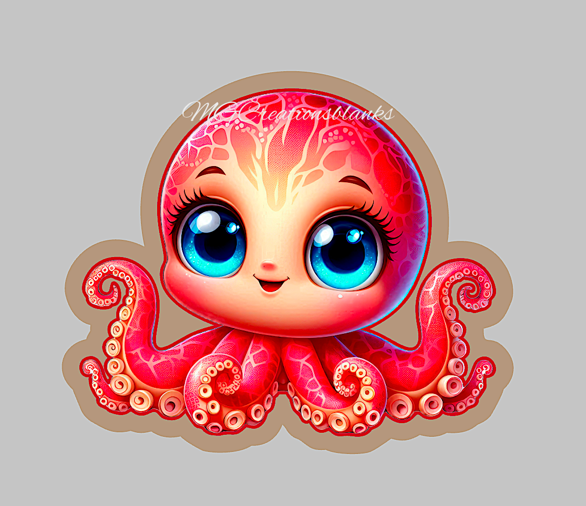 Octopus clear acrylic blanks for badge reels with matching vinyl decal, Octopus craft acrylic blank, Octopus vinyl decal, Octopus decal, acrylic