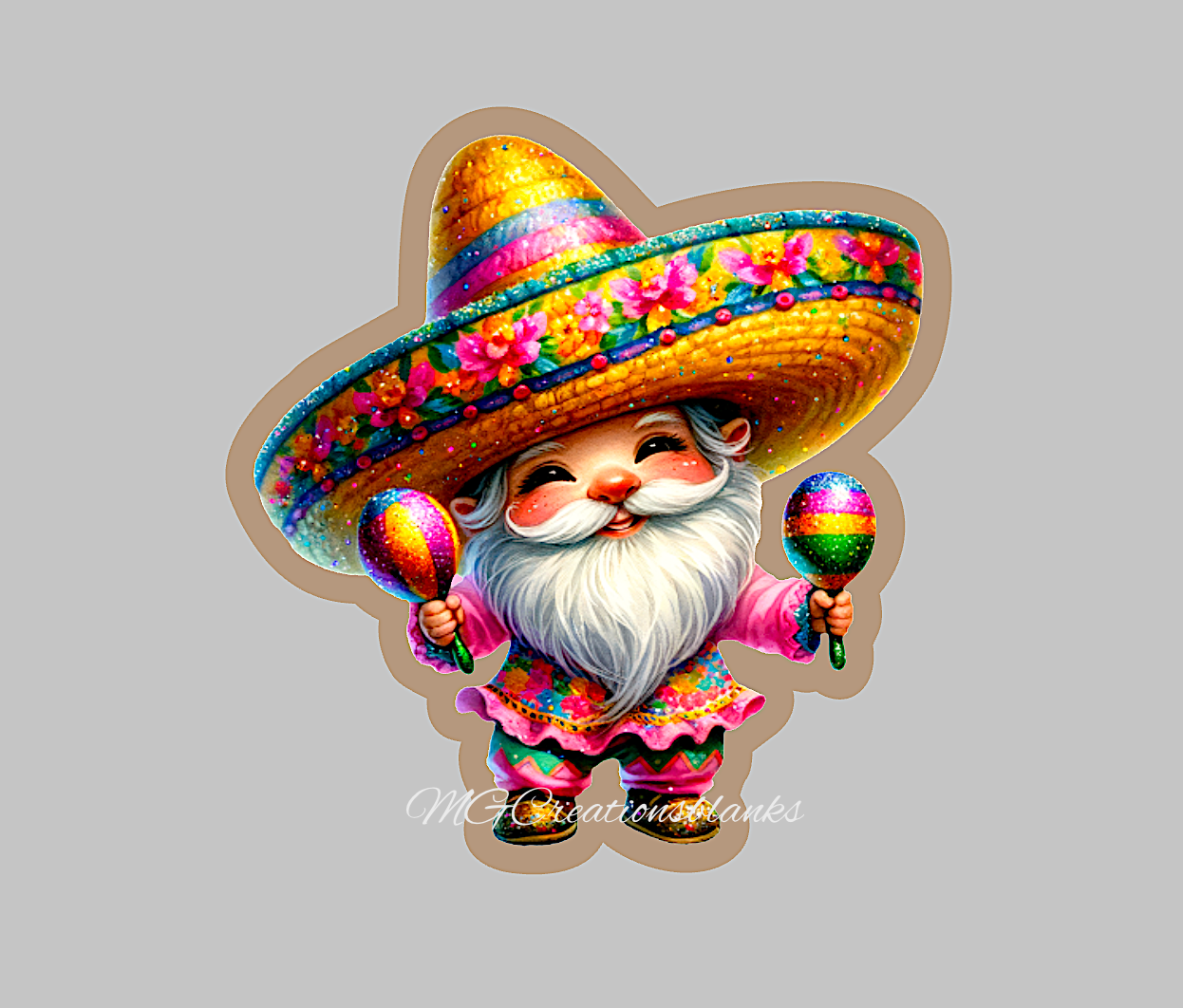 Mexican gnome clear acrylic blanks for badge reels with matching vinyl decal, acrylic blank, Hispanic vinyl decal, 5 de Mayo, Mexican DIY blank, Latin acrylic blank, gnome clear acrylic blank