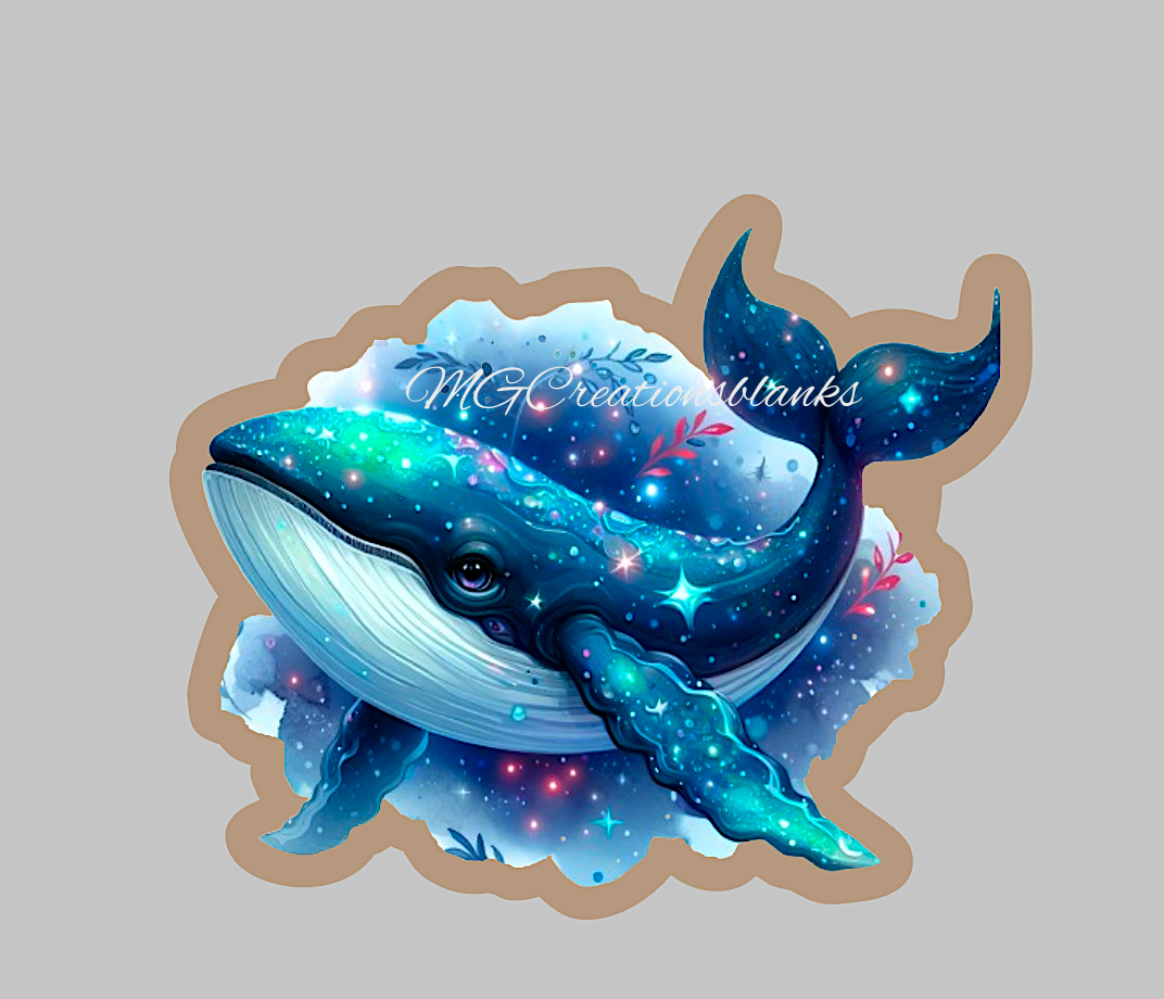 Whale clear acrylic blank for badge reel with matching vinyl decal, Whale DIY acrylic blank, Whale vinyl decal, under the sea animal