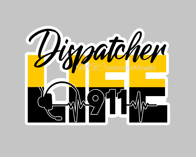 911 dispatcher clear acrylic blanks for badge reels with matching vinyl decal, 911 dispatcher acrylic blank, first responder vinyl decal, dispatcher acrylic blanks